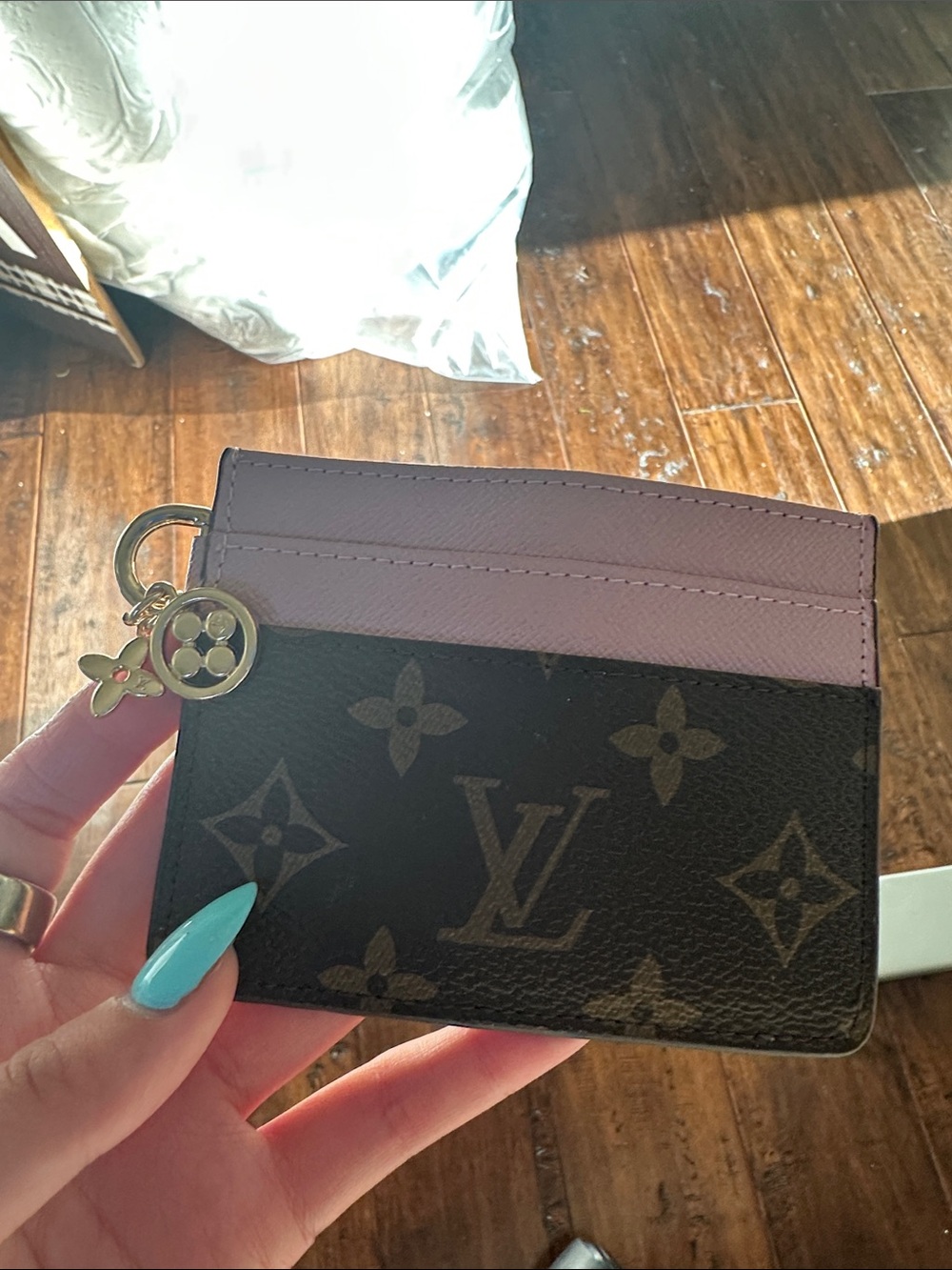 Louis Vuitton Brown Monogram Card Holder with Pink Top